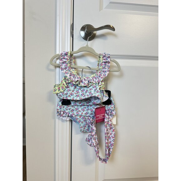 ANDY & EVAN Bikini Swimsuit & Matching Headband in Blue Size 2T NWT - Picture 3 of 7
